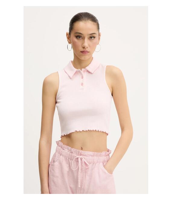Top Tommy Jeans χρώμα: ροζ, DW0DW20295