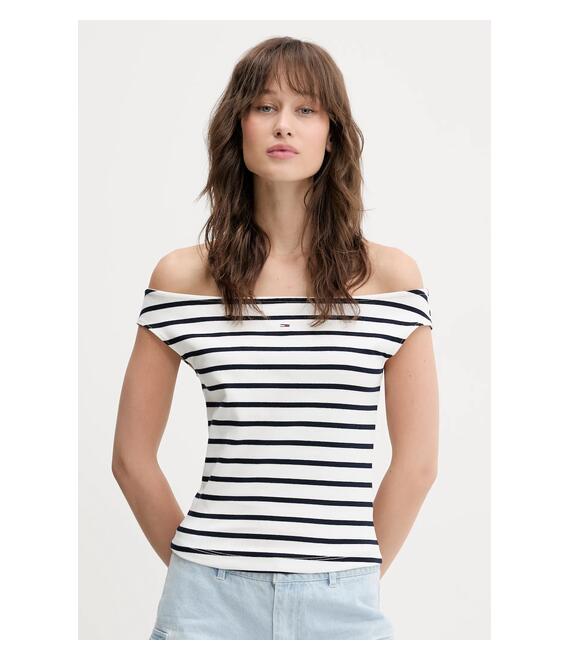 Top Tommy Jeans χρώμα: άσπρο, DW0DW20234