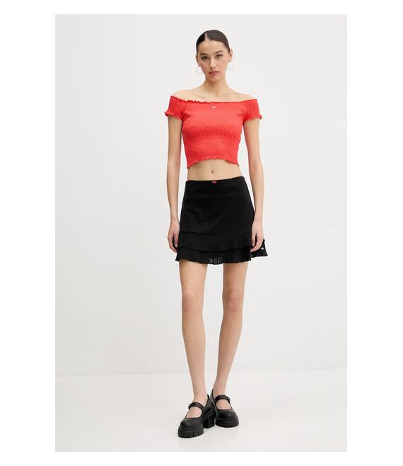 Μπλουζάκι Tommy Jeans χρώμα: πορτοκαλί, DW0DW20238