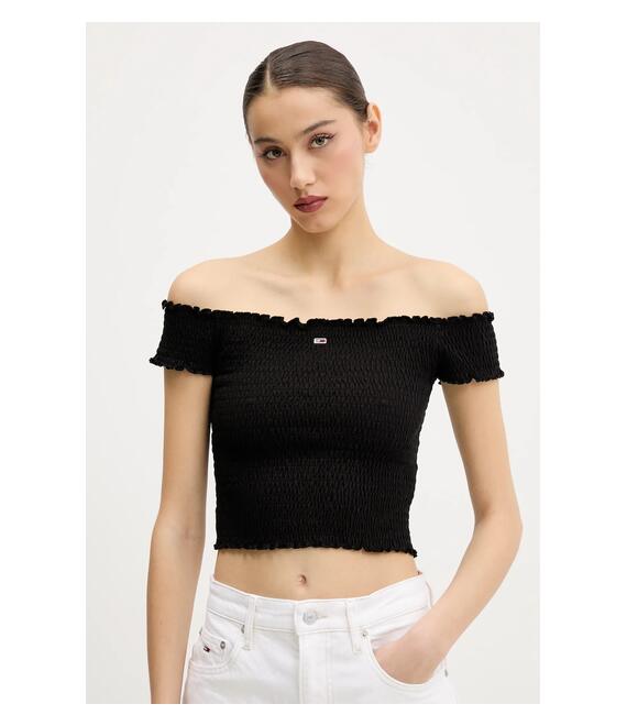 Μπλουζάκι Tommy Jeans χρώμα: μαύρο, DW0DW20238