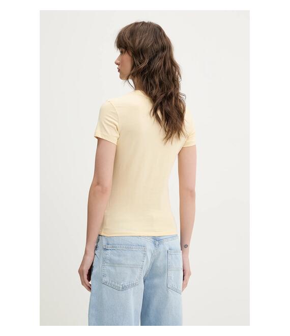 Βαμβακερό μπλουζάκι Tommy Jeans γυναικείο, χρώμα: κίτρινο, DW0DW20315