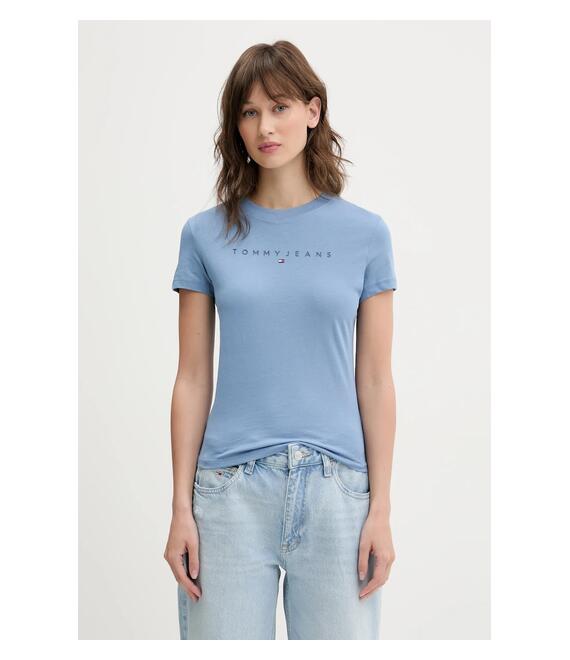 Βαμβακερό μπλουζάκι Tommy Jeans γυναικείο, χρώμα: μπλε, DW0DW20315
