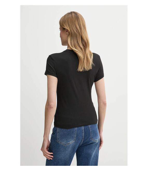 Βαμβακερό μπλουζάκι Tommy Jeans γυναικείο, χρώμα: μαύρο, DW0DW20315