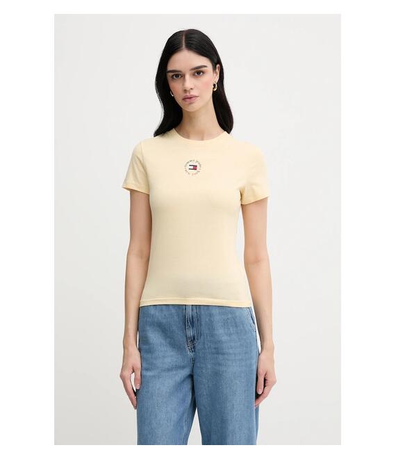Μπλουζάκι Tommy Jeans χρώμα: κίτρινο, DW0DW20316
