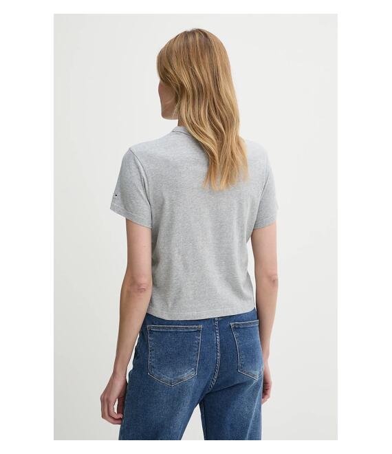 Βαμβακερό μπλουζάκι Tommy Jeans γυναικείο, χρώμα: γκρι, DW0DW20317