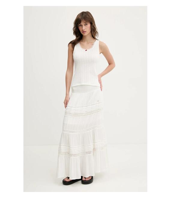 Βαμβακερό τοπ Tommy Jeans χρώμα: άσπρο, DW0DW20619