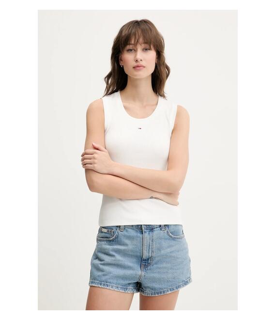 Top Tommy Jeans χρώμα: άσπρο, DW0DW20673