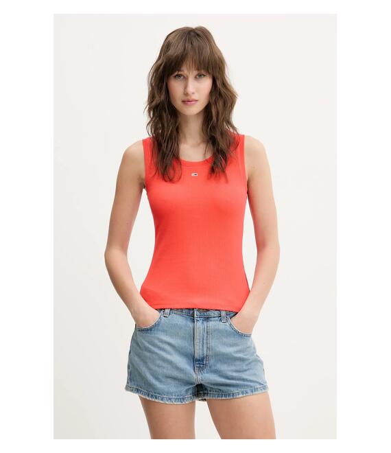 Top Tommy Jeans χρώμα: πορτοκαλί, DW0DW20673