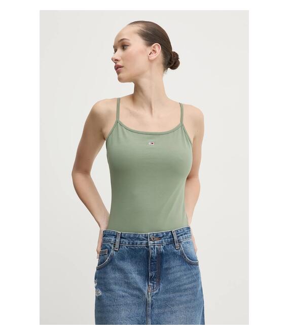 Top Tommy Jeans χρώμα: πράσινο, DW0DW20675