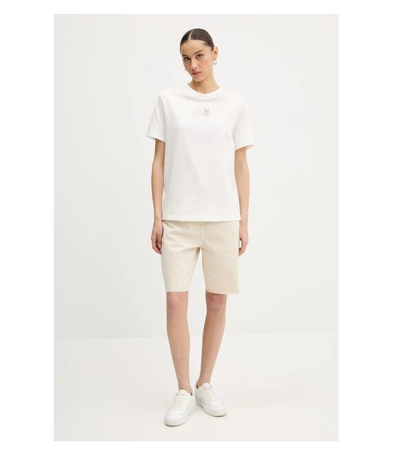 Βαμβακερό μπλουζάκι Tommy Jeans γυναικείο, χρώμα: άσπρο, DW0DW21337