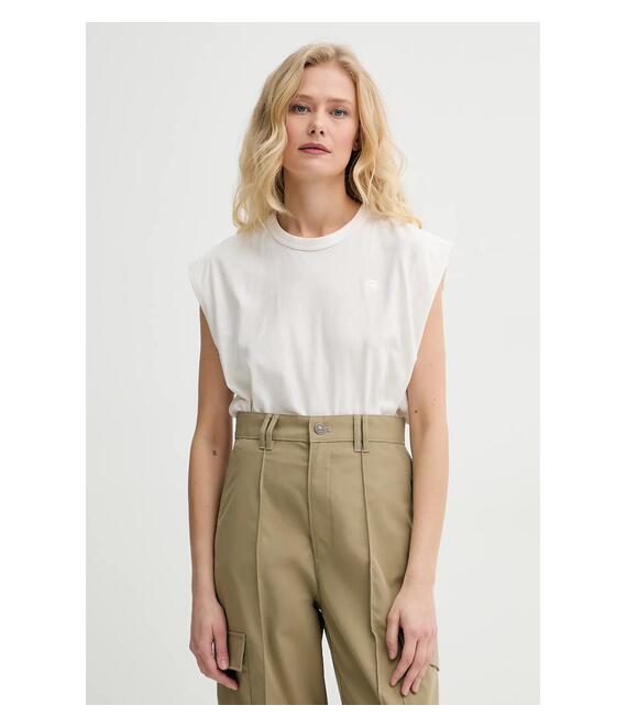 Βαμβακερό τοπ G-Star Raw χρώμα: μπεζ, D26147-D626