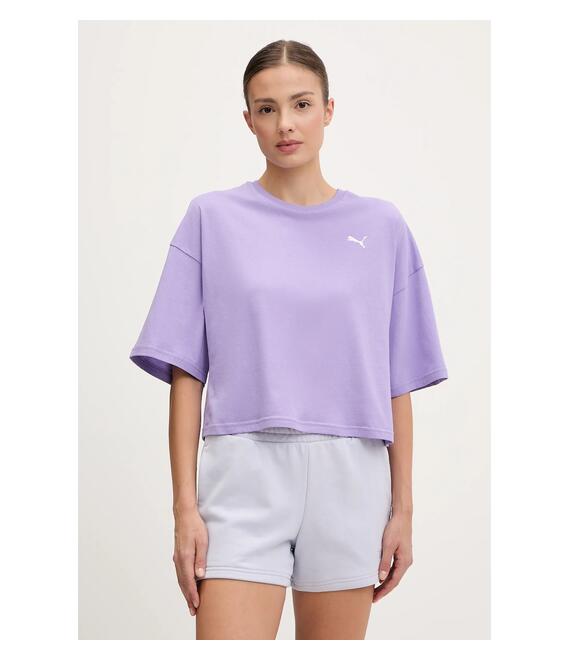 Βαμβακερό μπλουζάκι Puma χρώμα: μοβ, 629743