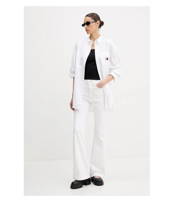 Βαμβακερό τοπ Tommy Jeans χρώμα: μαύρο, DW0DW20620