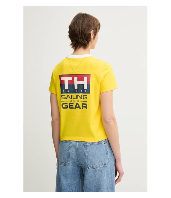 Βαμβακερό μπλουζάκι Tommy Hilfiger SAILING χρώμα: κίτρινο, WW0WW45598