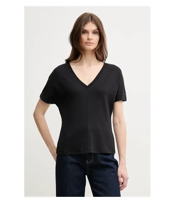 Μπλουζάκι Tommy Hilfiger χρώμα: μαύρο, WW0WW46114