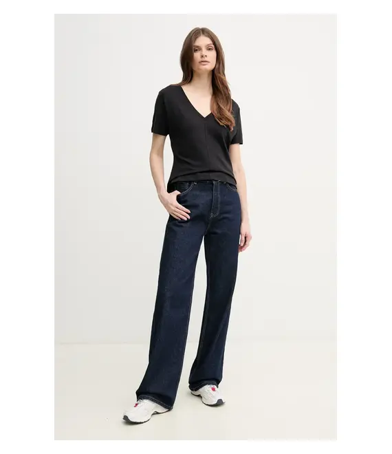 Μπλουζάκι Tommy Hilfiger χρώμα: μαύρο, WW0WW46114