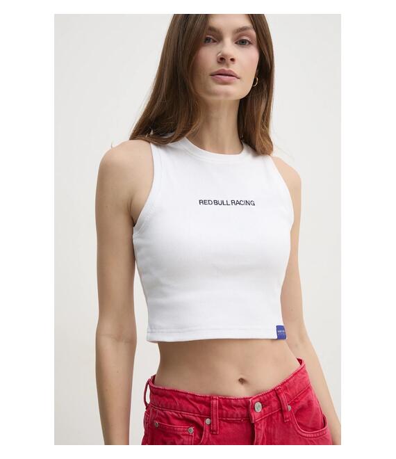 Top Red Bull Racing x Pepe Jeans LOGO CROP TANK χρώμα: μπεζ, RL500002