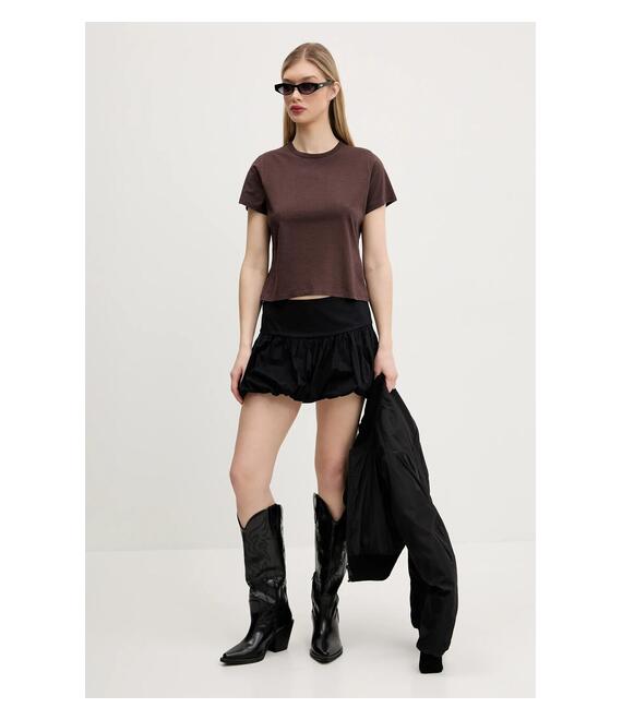 Βαμβακερό μπλουζάκι Abercrombie & Fitch γυναικείο, χρώμα: καφέ, KI139-5327