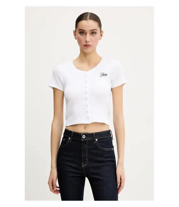 Μπλουζάκι Guess Jeans χρώμα: άσπρο, W5GP27 KA0H1