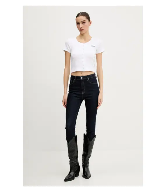 Μπλουζάκι Guess Jeans χρώμα: άσπρο, W5GP27 KA0H1