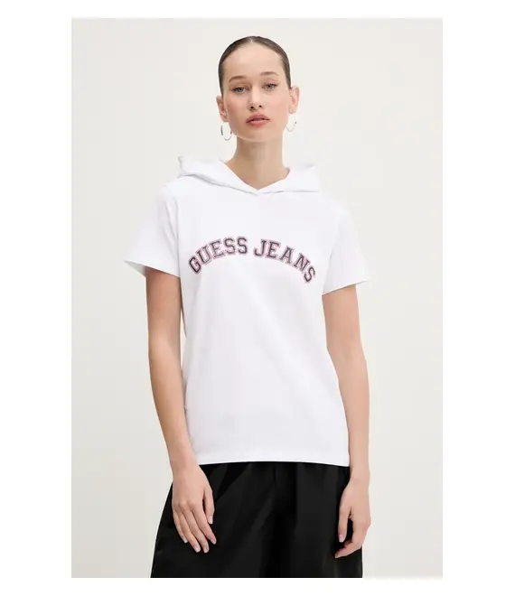 Μπλουζάκι Guess Jeans χρώμα: άσπρο, W5GP28 J1314