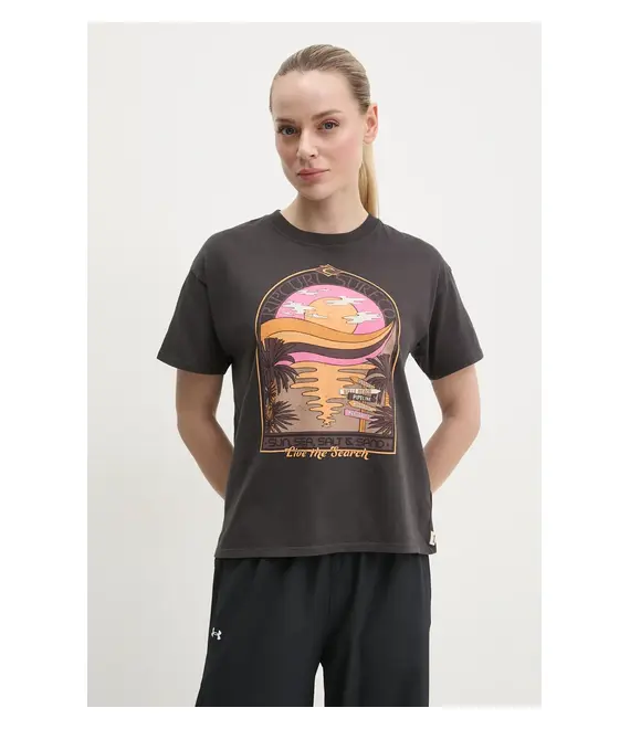 Βαμβακερό μπλουζάκι Rip Curl γυναικείο, χρώμα: γκρι, 0FDWTE