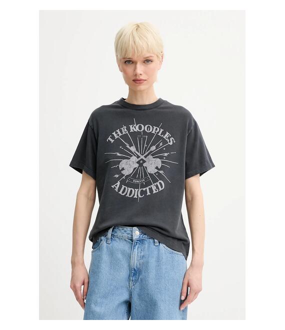 Βαμβακερό μπλουζάκι The Kooples χρώμα: γκρι, FTSC30042K