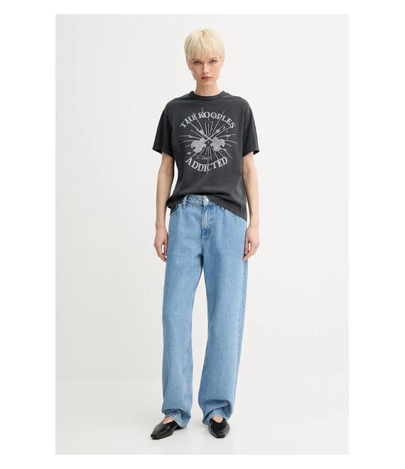 Βαμβακερό μπλουζάκι The Kooples χρώμα: γκρι, FTSC30042K