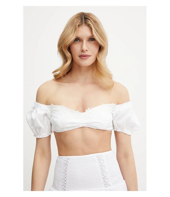 Βαμβακερό τοπ Ermanno Scervino χρώμα: άσπρο, D464L611OVZ