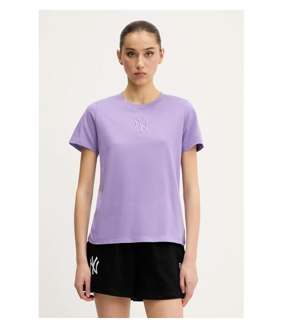 Βαμβακερό μπλουζάκι New Era χρώμα: μοβ, 60596472