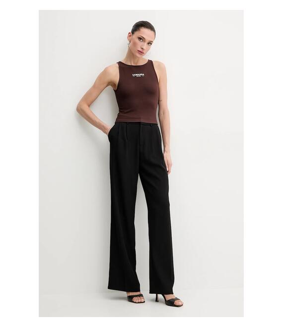 Top La Mania χρώμα: καφέ, BASIC CROP TOP