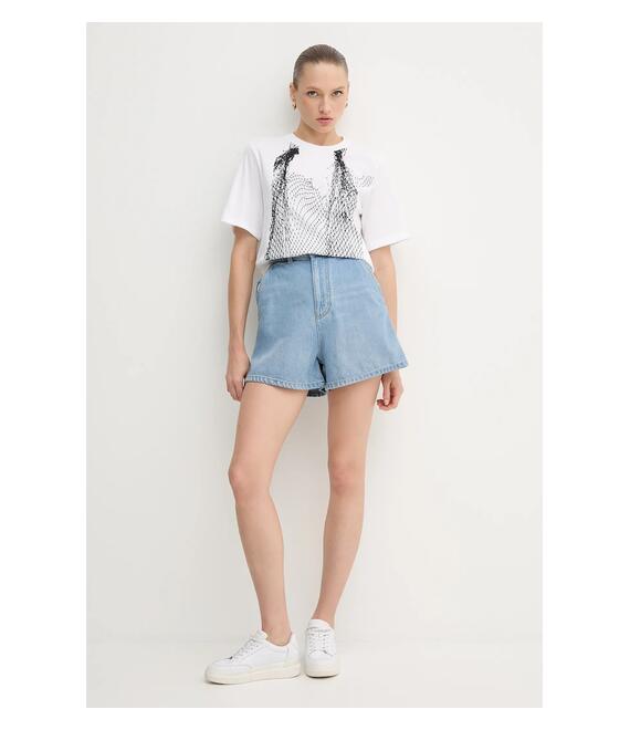 Βαμβακερό μπλουζάκι Sisley χρώμα: άσπρο, 3I1XL107G
