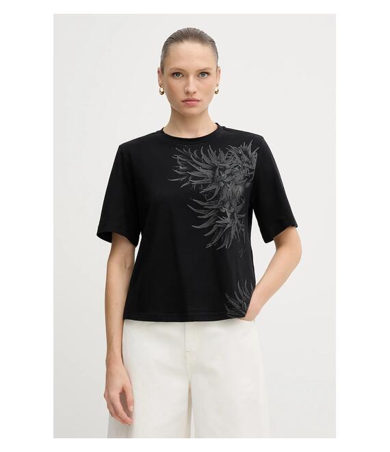 Βαμβακερό μπλουζάκι Sisley χρώμα: μαύρο, 3I1XL107G
