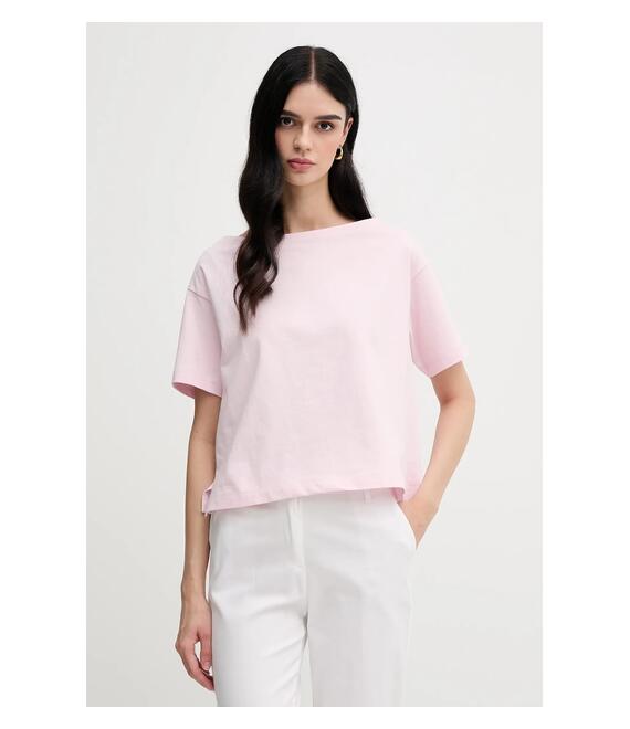 Βαμβακερό μπλουζάκι Sisley χρώμα: ροζ, 36W9L400N