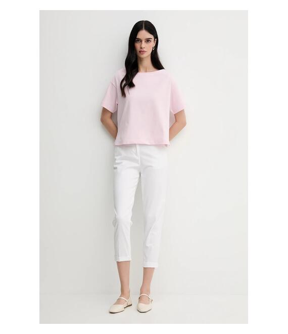 Βαμβακερό μπλουζάκι Sisley χρώμα: ροζ, 36W9L400N