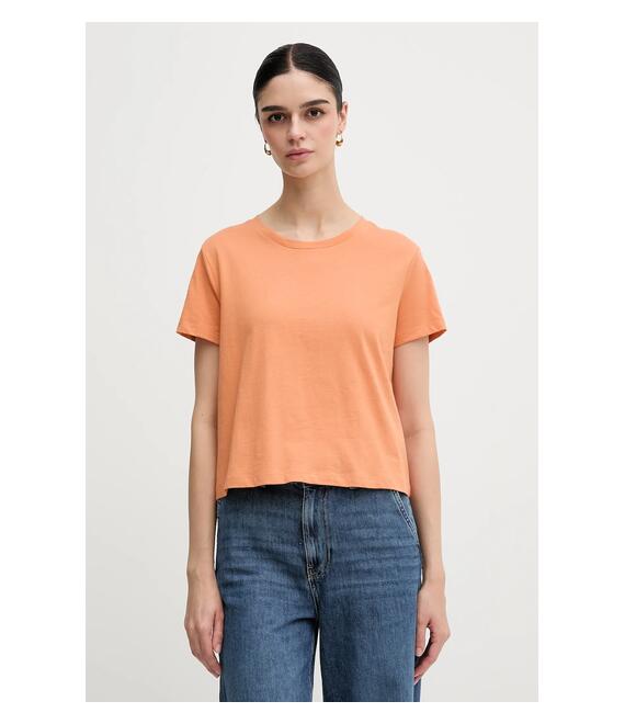 Βαμβακερό μπλουζάκι Sisley χρώμα: πορτοκαλί, 3I1XL107A