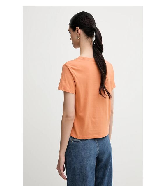 Βαμβακερό μπλουζάκι Sisley χρώμα: πορτοκαλί, 3I1XL107A