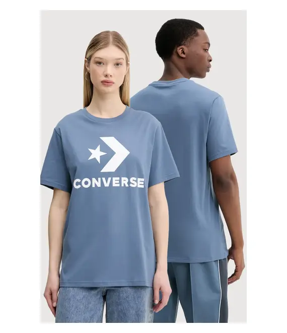 Βαμβακερό μπλουζάκι Converse χρώμα: μπλε, 10025458-A40