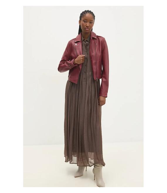 Δερμάτινο jacket Answear Lab γυναικεία, χρώμα: κόκκινο