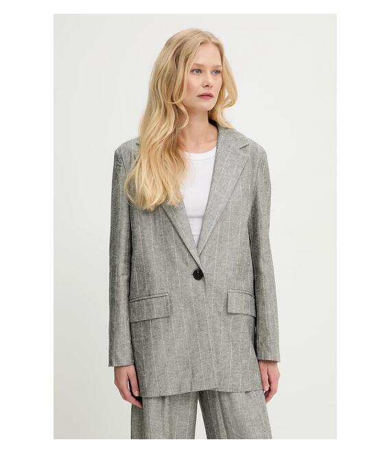 Blazer με μείγμα λινών Answear Lab χρώμα: γκρι