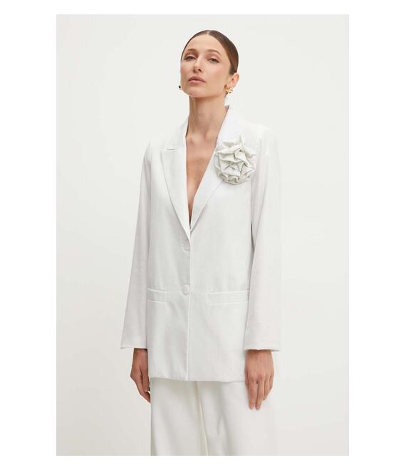 Blazer με μείγμα λινών Answear Lab χρώμα: άσπρο