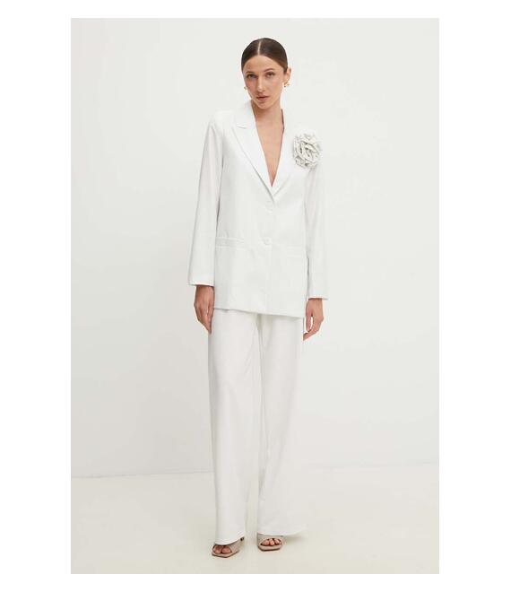 Blazer με μείγμα λινών Answear Lab χρώμα: άσπρο