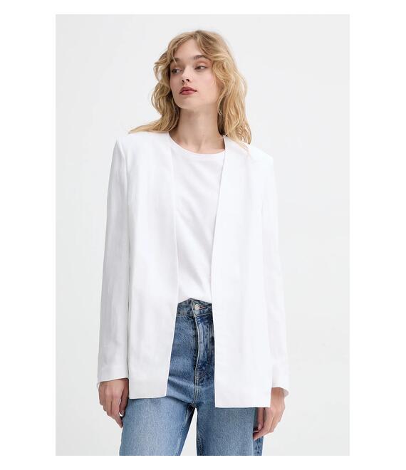 Blazer με μείγμα λινών Blugirl Blumarine χρώμα: άσπρο, RA5158.T8823