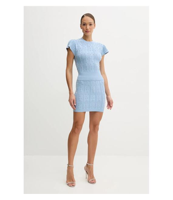 Φούστα Silvian Heach GALES χρώμα: μπλε, GPP25165MG