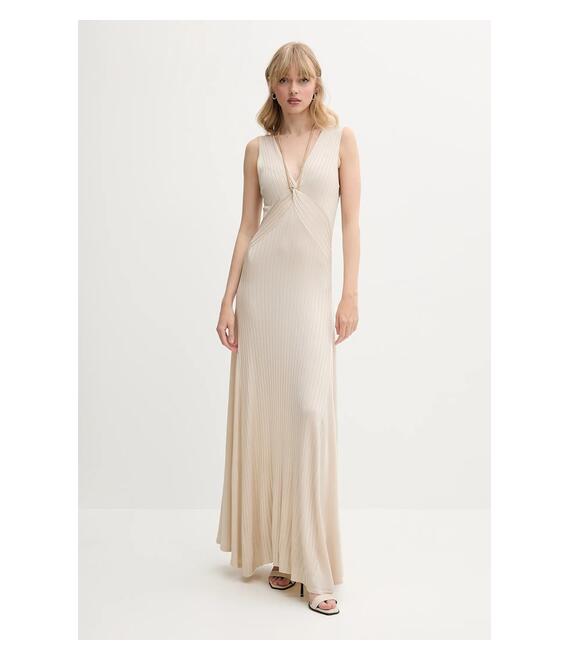 Φόρεμα Blugirl Blumarine χρώμα: μπεζ, RA5109.MA52I
