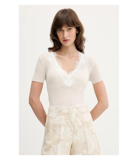 Μπλουζάκι Blugirl Blumarine χρώμα: μπεζ, RA5197.MA30M