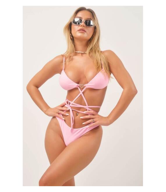 GIGI-Μαγιό Σετ Μπικίνι με Χιαστί και Τόκα Καρδιά - Ροζ