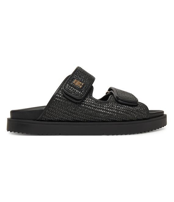 Παντόφλες Tommy Hilfiger DOUBLE STRAP RAFFIA FW0FW08940 Μαύρο