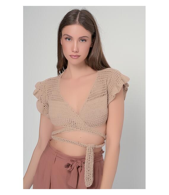 Crop top πλεκτό wrap - 4241016614