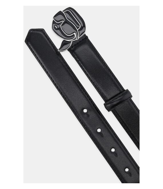 Δερμάτινη ζώνη Karl Lagerfeld χρώμα: μαύρο, A2W33073